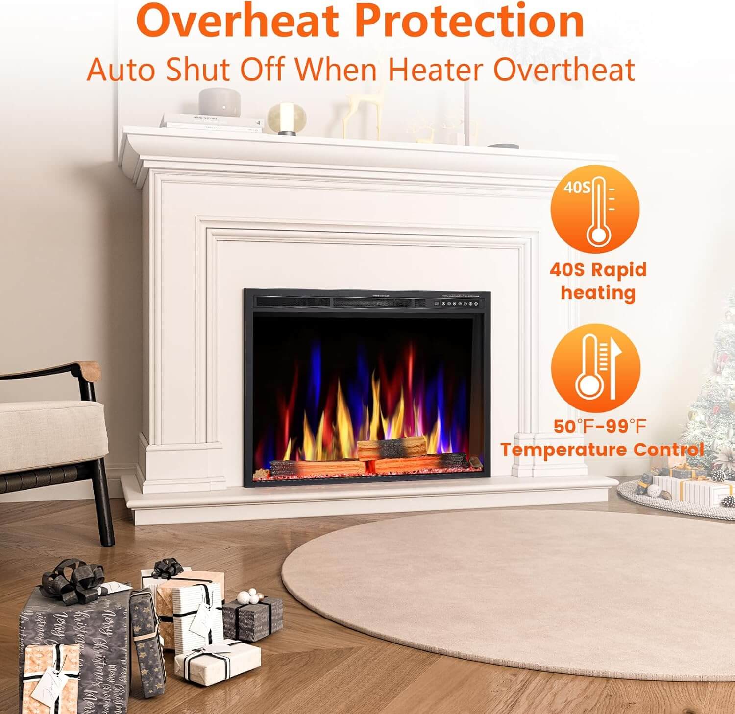 Joy Pebble Recessed Electric Fireplace Insert