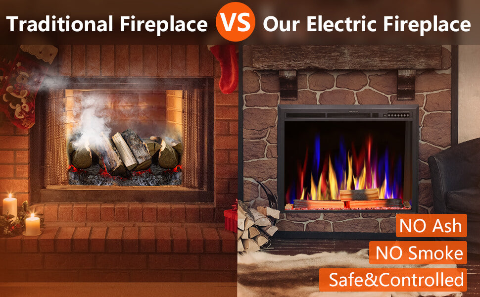 Joy Pebble Recessed Electric Fireplace Insert