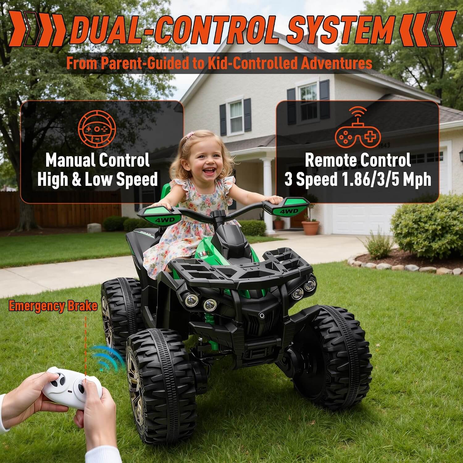 Joyracer QLS3288 800W 24V 2 Seater Kids' Electric All-Terrain Vehicle ATV