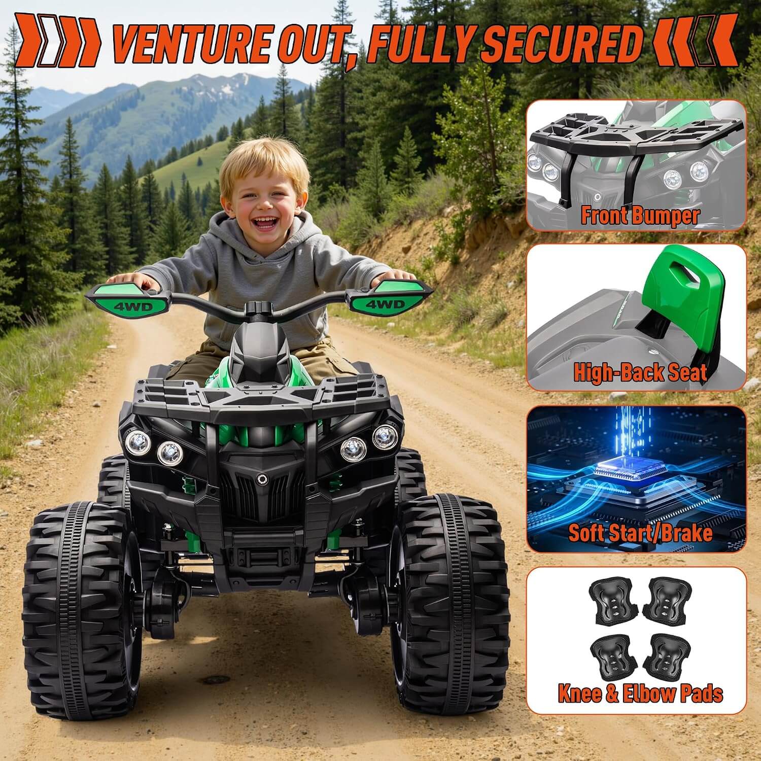 Joyracer QLS3288 800W 24V 2 Seater Kids' Electric All-Terrain Vehicle ATV