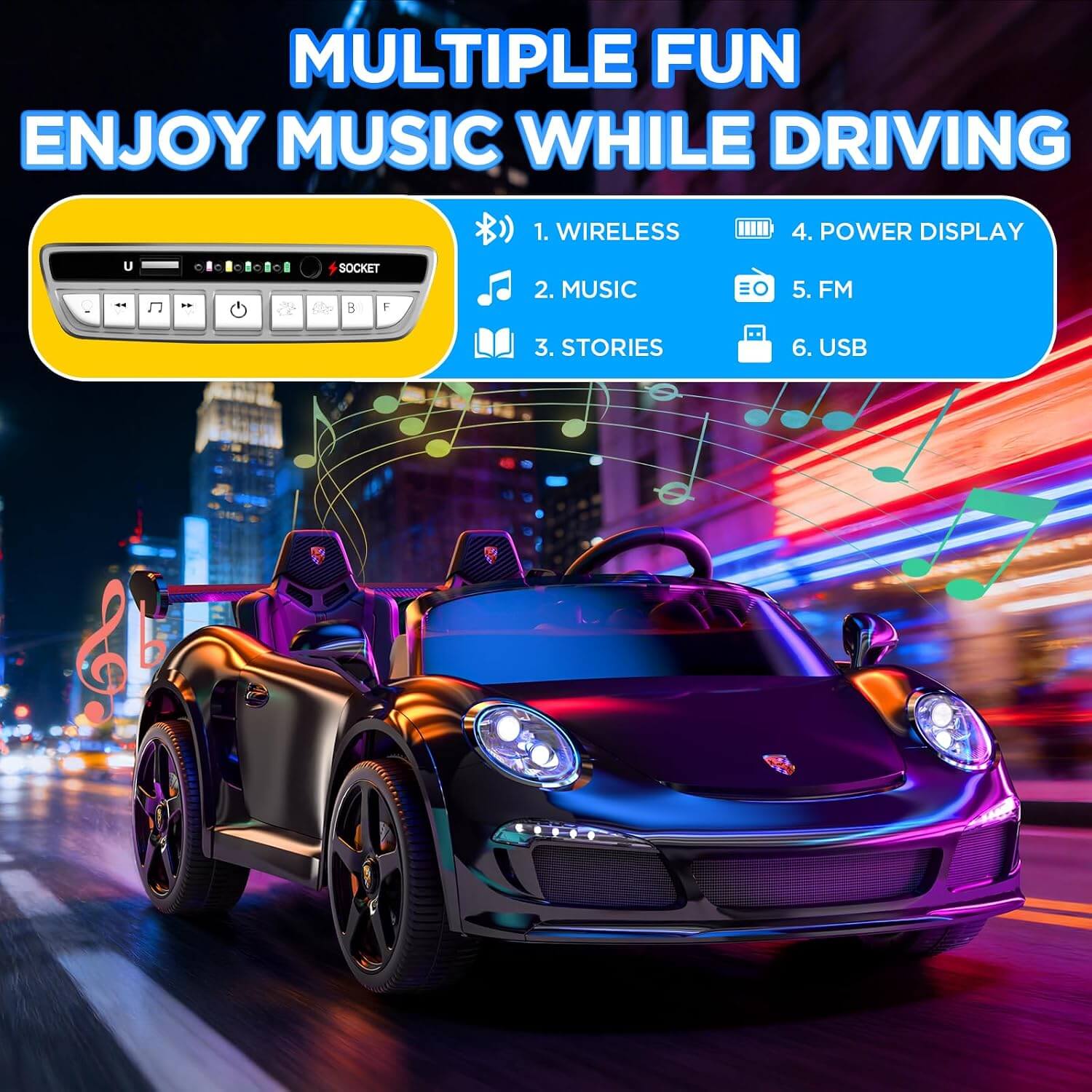 Joystroll RUF Licensed 24V 2-Seater Kids' Electric Ride-On Car with Remote Control