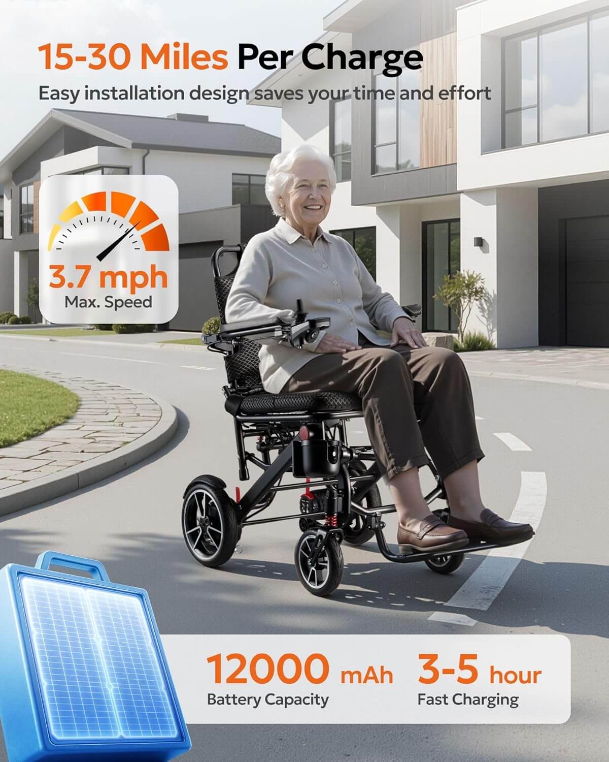Juswell 500W All-Terrain Folding Electric Power Wheelchair