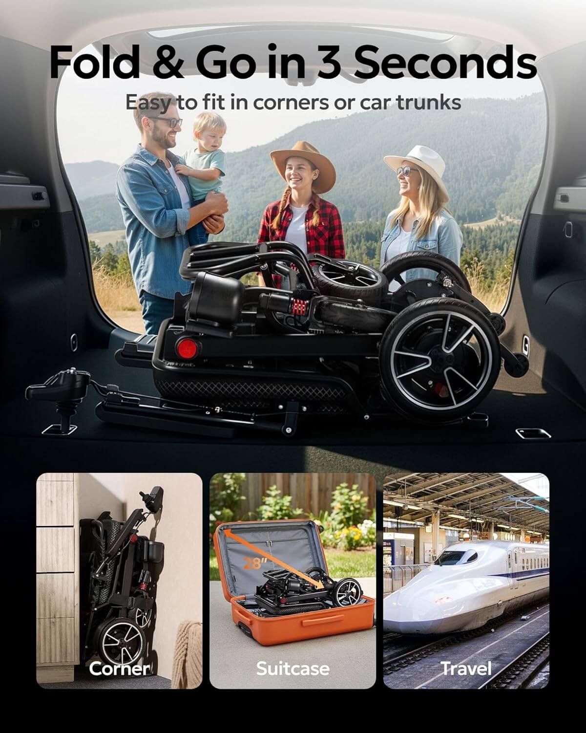 Juswell 500W All-Terrain Folding Electric Power Wheelchair