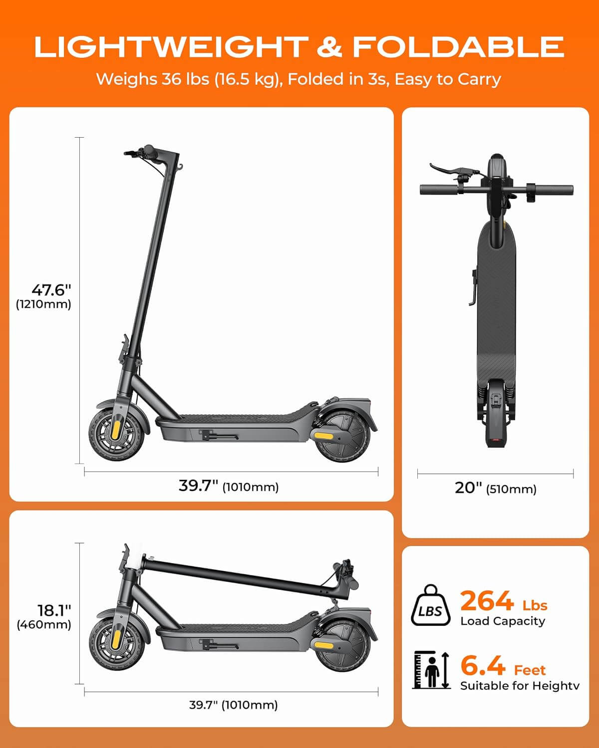 KOWOEE 600W Dual Suspension Folding Electric Scooter