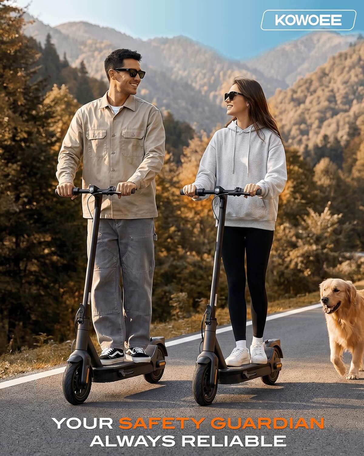 KOWOEE 600W Dual Suspension Folding Electric Scooter