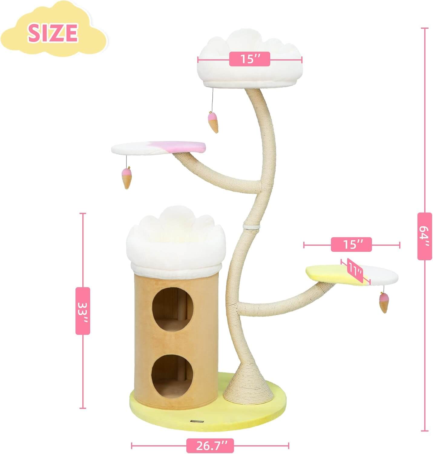 Kamaboko KM026 64.2" Flower Cat Tree