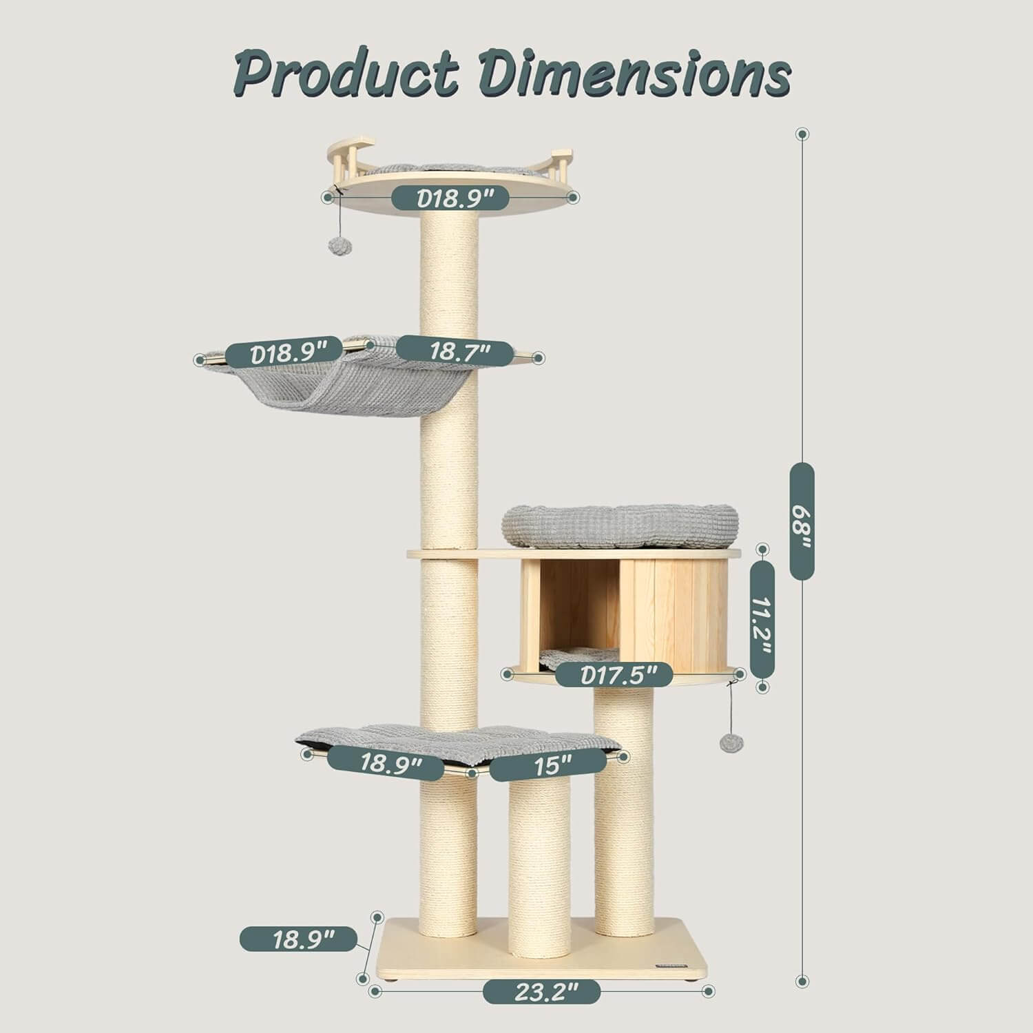 Kamaboko KM028 68" Modern Cat Tree
