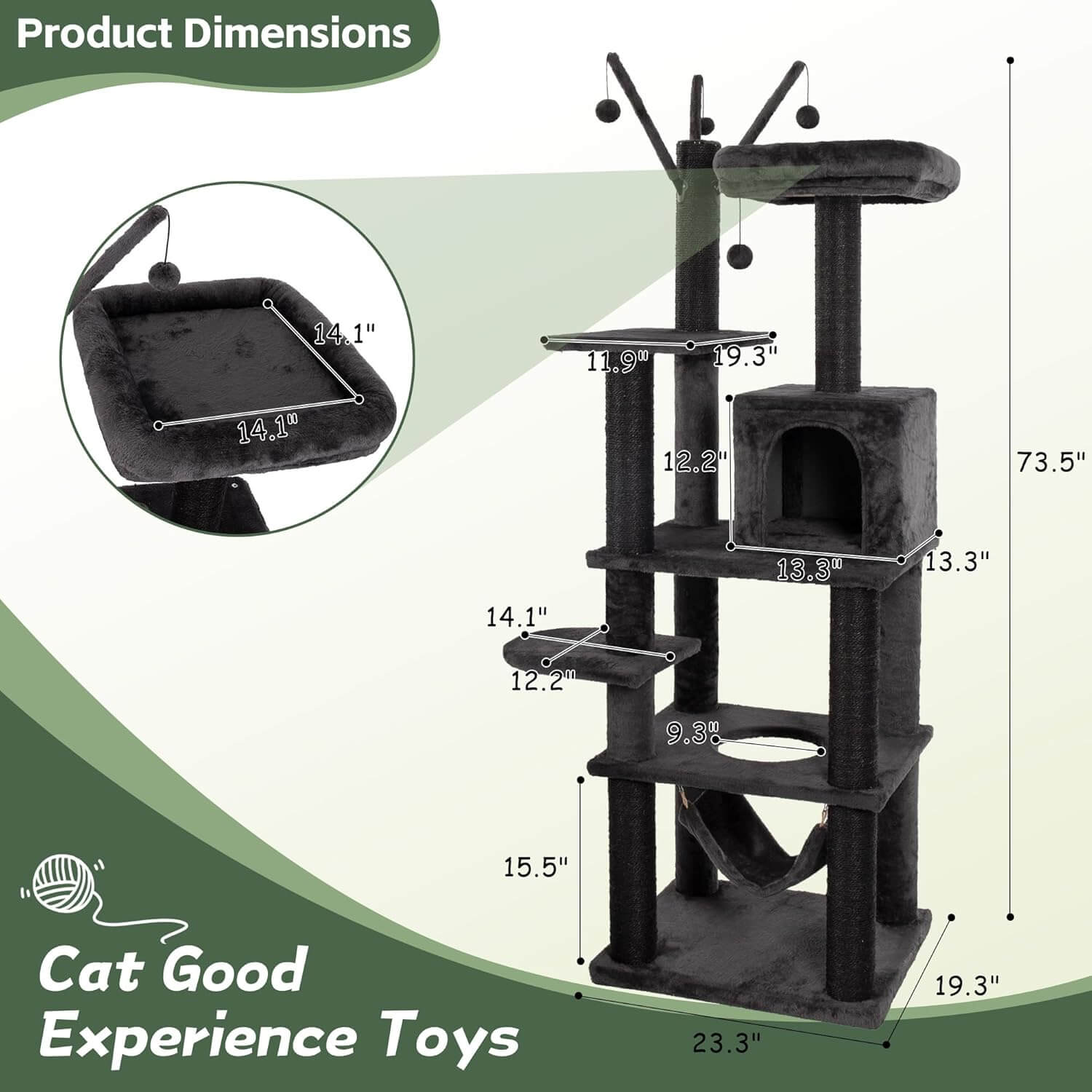 Kamaboko KM052 73.6" Modern Cat Tree