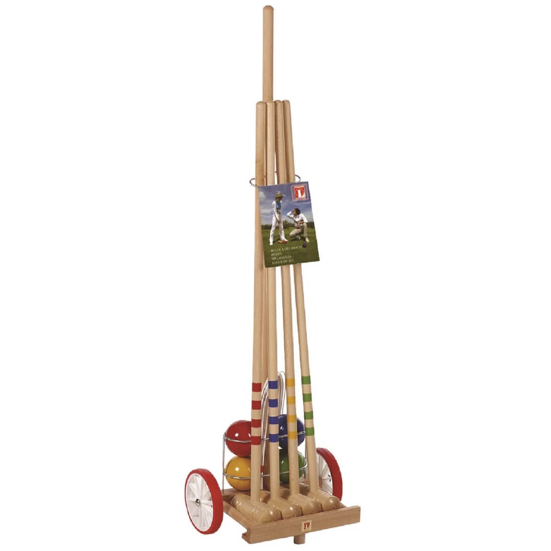 Kettler USA 4-PLAYER Croquet Set with Trolley, 10-10345MH, Made In Italy