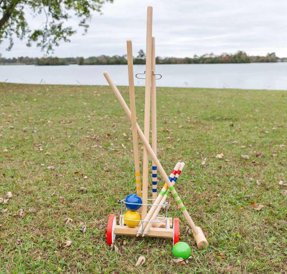 Kettler USA 4-PLAYER Croquet Set with Trolley, 10-10345MH, Made In Italy