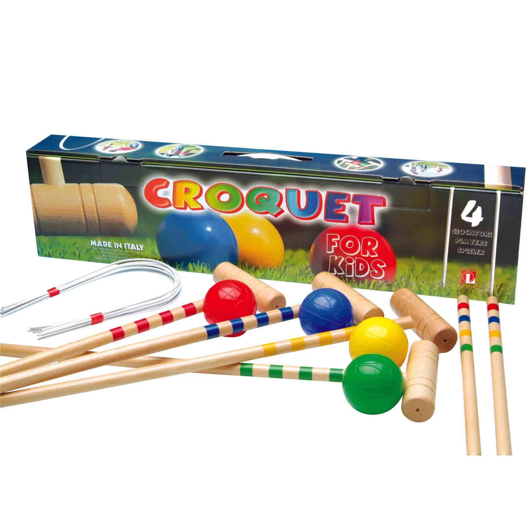 Kettler USA 4-PLAYER CHILDREN'S Kids Croquet Set, 10-06204, Made In Italy