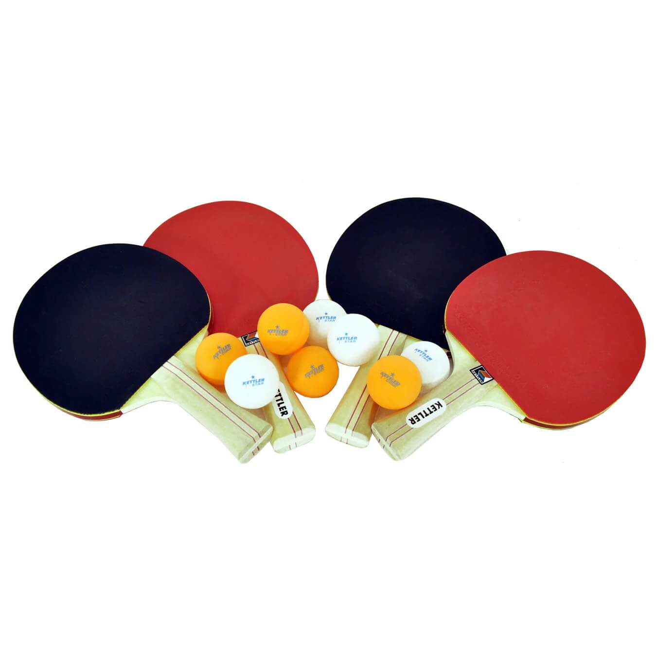 Kettler USA ADVANTAGE 4-PLAYER Ping Pong Table Tennis Accessory Paddle Set, 7244-100