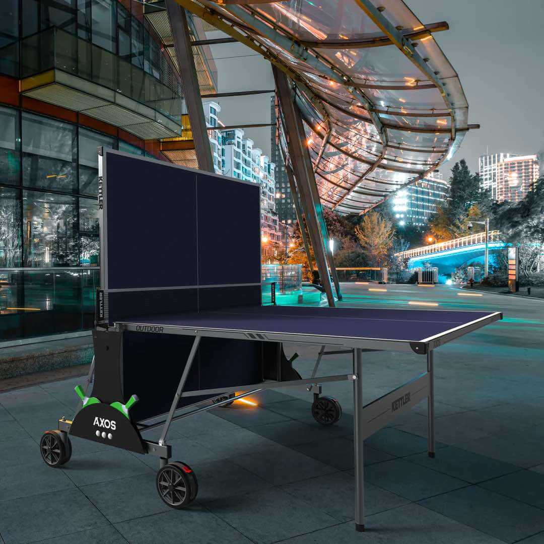 Kettler USA AXOS OUTDOOR Folding Weatherproof TT Table Tennis Table, 2-Player Bundle