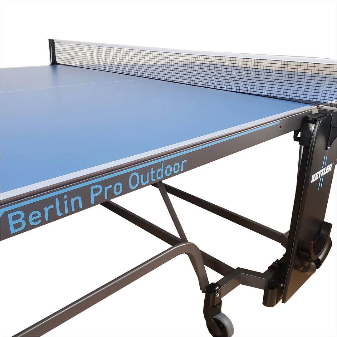 Kettler USA BERLIN PRO OUTDOOR Folding Weatherproof TT Table Tennis Table, 4-Player Bundle