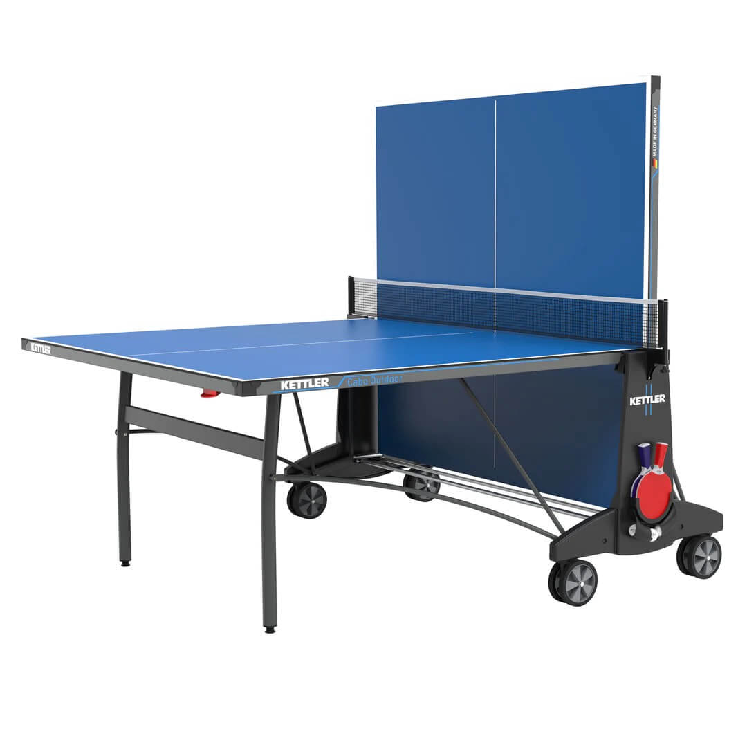 Kettler USA CABO OUTDOOR Folding Weatherproof TT Table Tennis Table, 2-Player Bundle