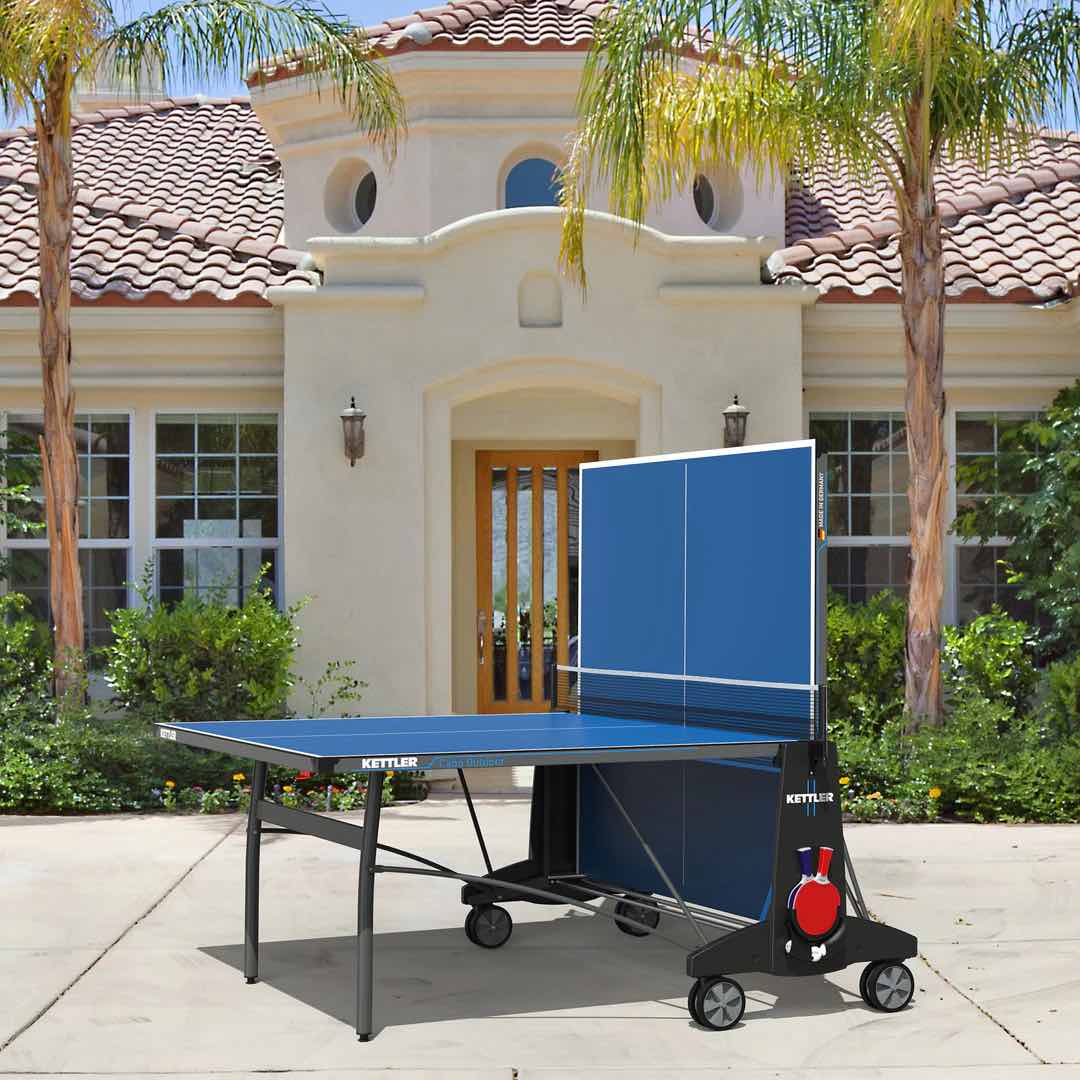 Kettler USA CABO OUTDOOR Folding Weatherproof TT Table Tennis Table, 2-Player Bundle