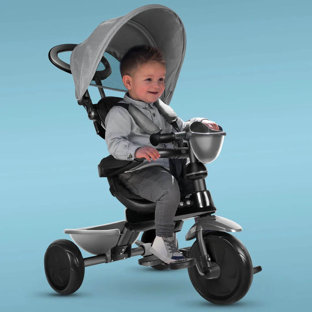 Kettler USA HAPPY NAVIGATOR Kids 4-In-1 Pedal Tricycle, 8811-Gray