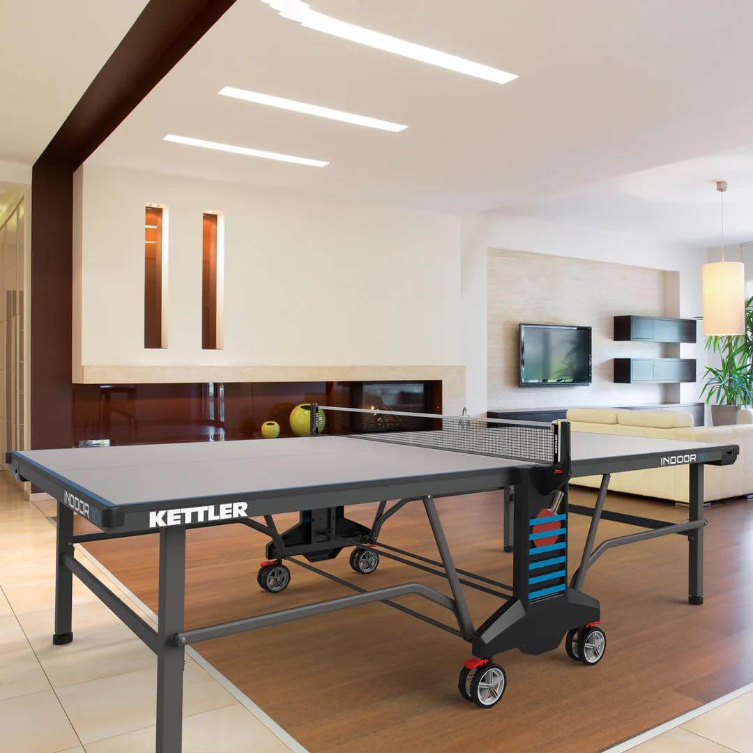 Kettler USA INDOOR 10 Folding TT Table Tennis Ping Pong Table, Easy Roll Wheels