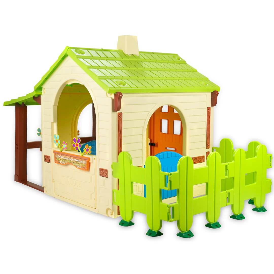 Kettler USA Injusa Children's COUNTRY PLAYHOUSE, Windows, Chimney, INJ2033