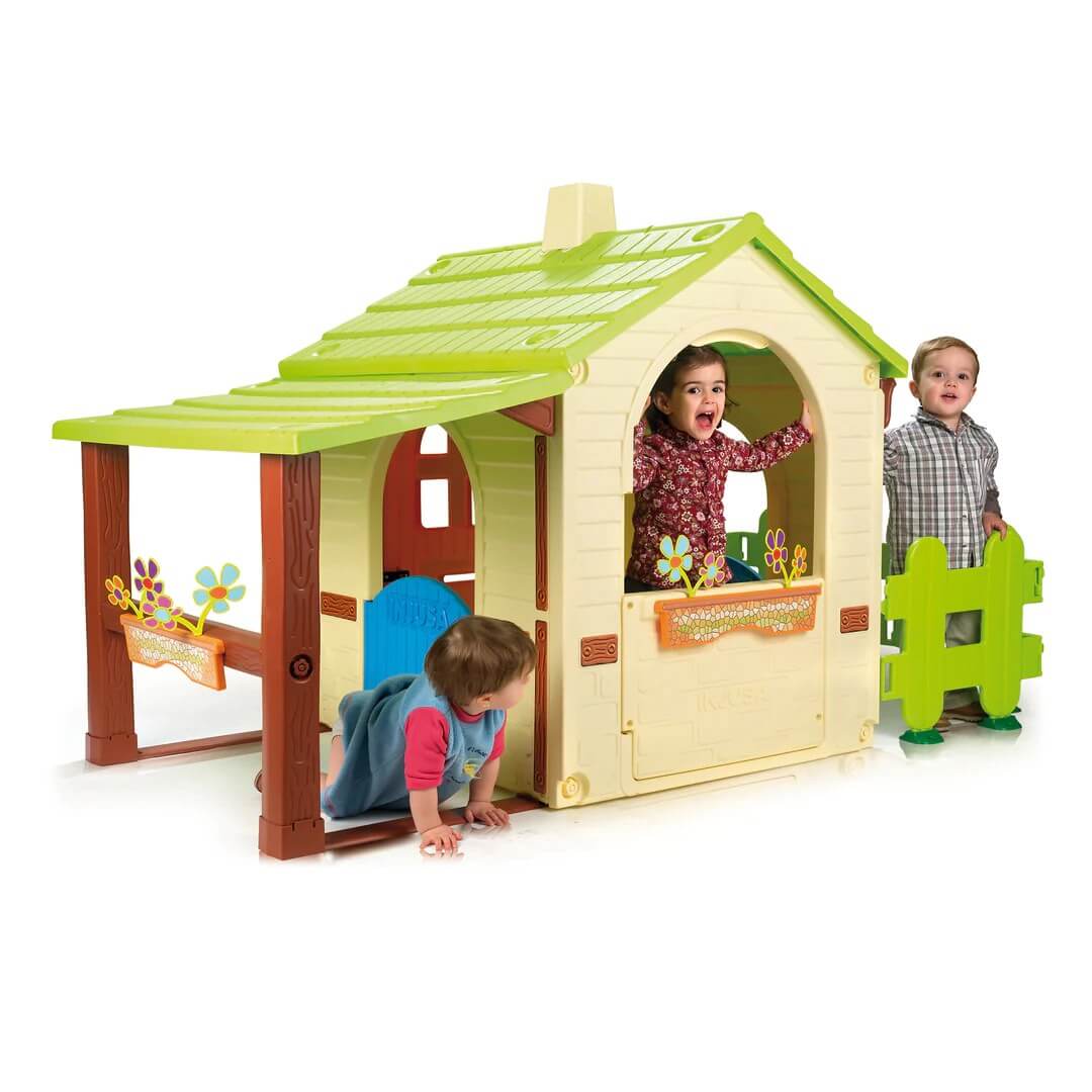 Kettler USA Injusa Children's COUNTRY PLAYHOUSE, Windows, Chimney, INJ2033