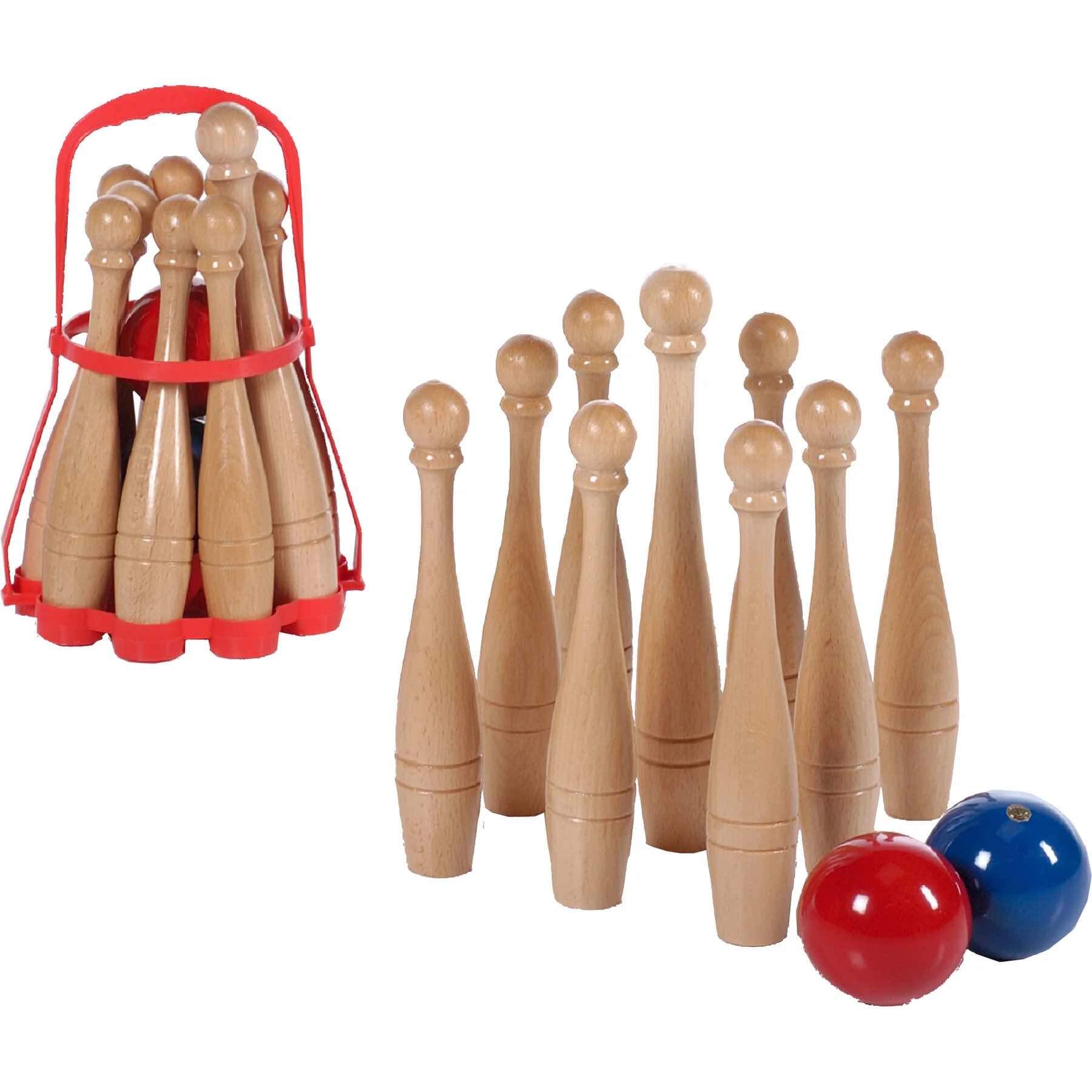 Kettler USA LAWN BOWLING SKITTLES SET, Carrying Basket, 10-03111PH, Made In Italy