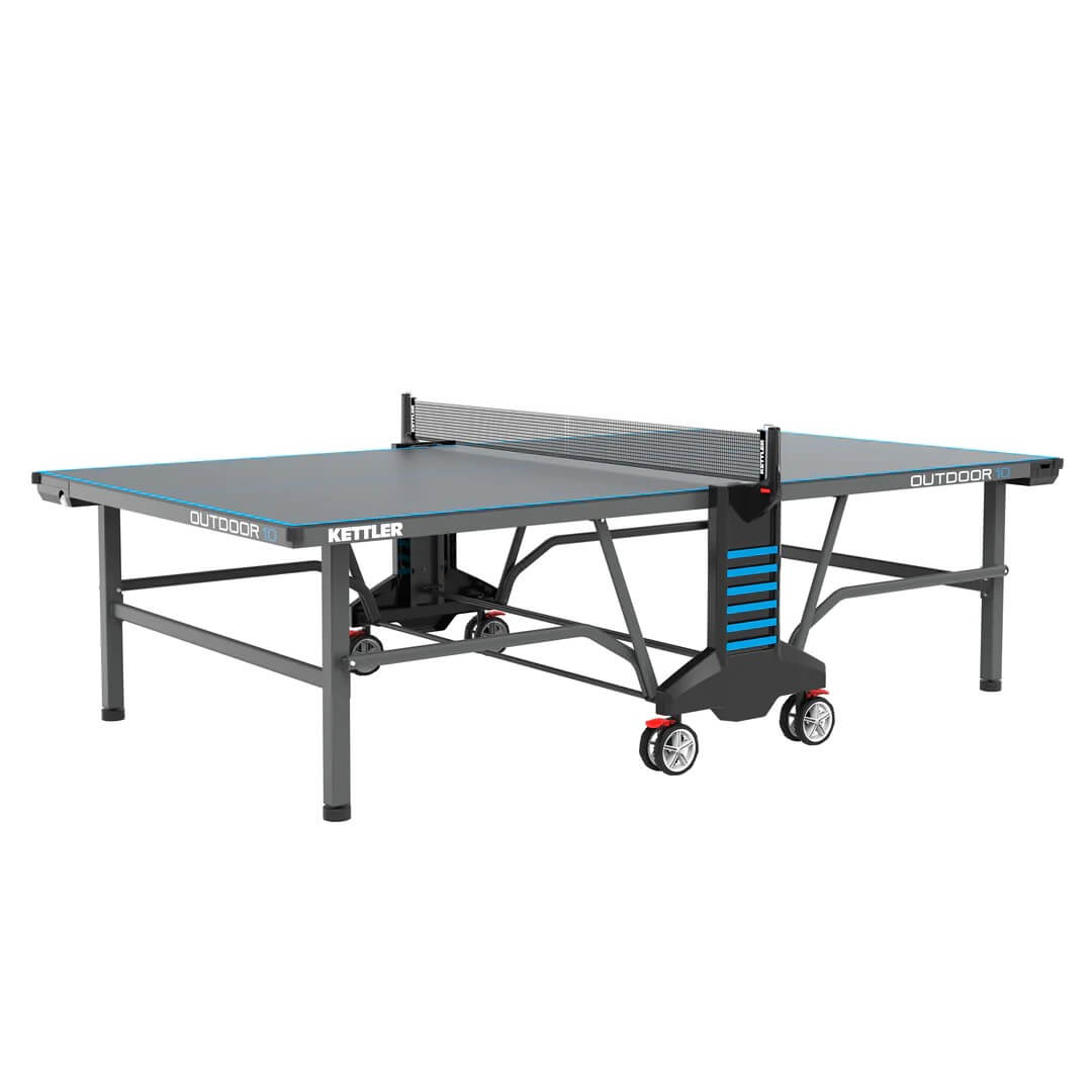 Kettler USA OUTDOOR 10 Folding Weatherproof TT Table Tennis Table, 4-Player Bundle