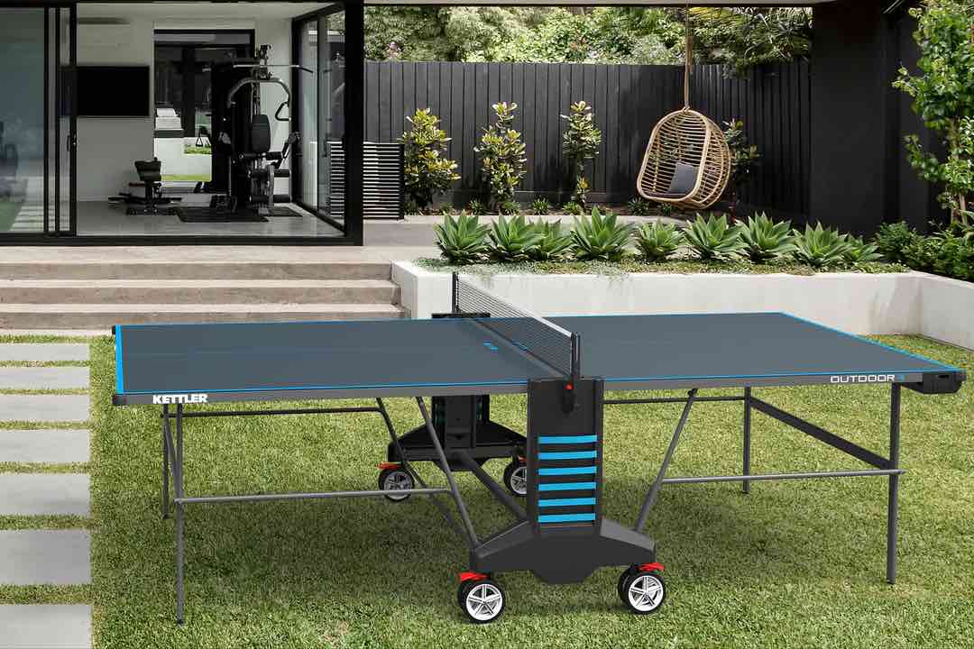 Kettler USA OUTDOOR 4 Folding Weatherproof TT Table Tennis Table, 2-Player Bundle