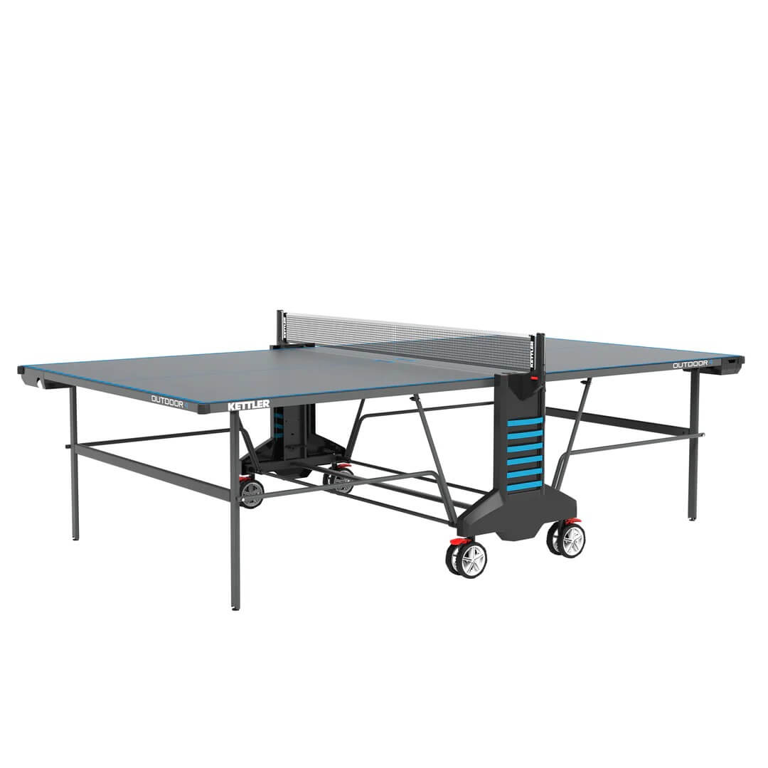Kettler USA OUTDOOR 4 Folding Weatherproof TT Table Tennis Table, 2-Player Bundle