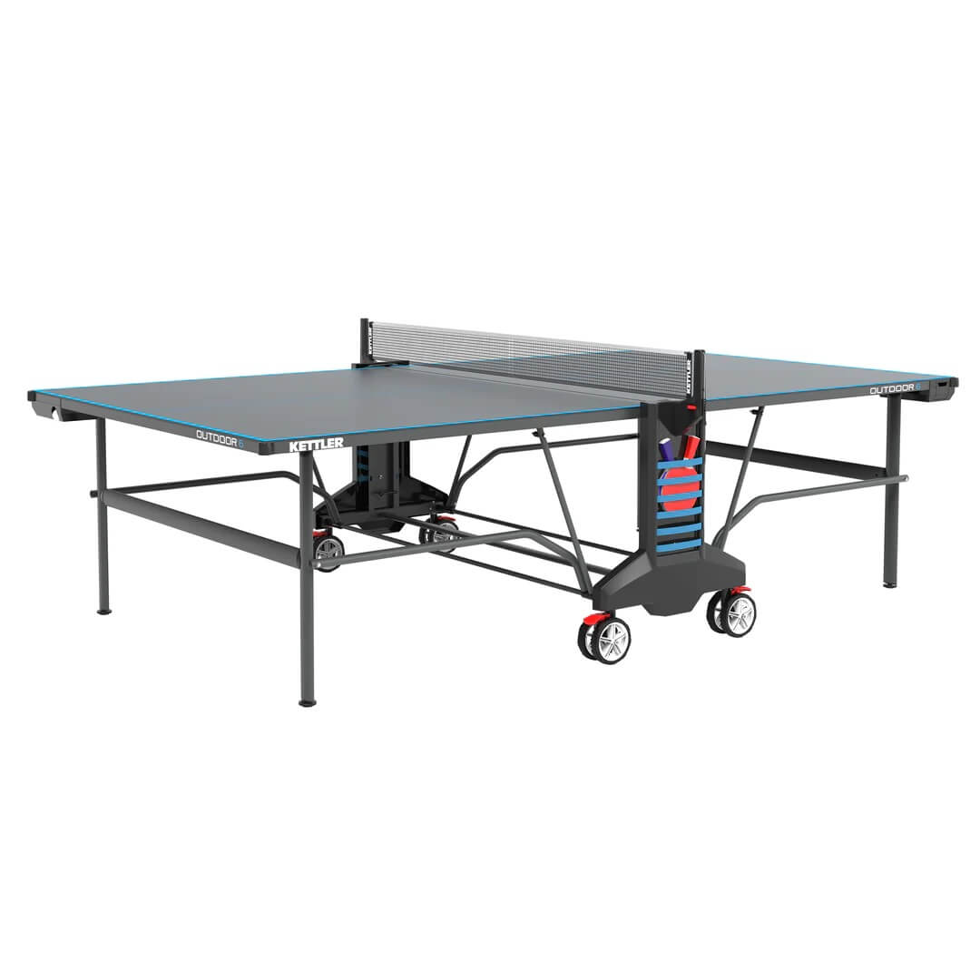 Kettler USA OUTDOOR 6 Folding Weatherproof TT Table Tennis Table, 4-Player Bundle