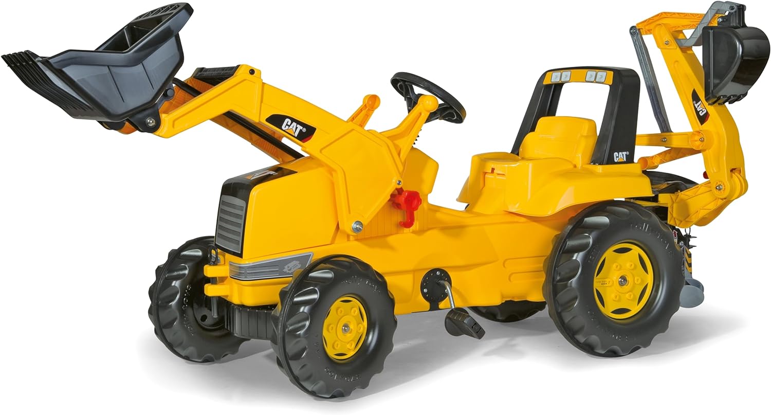 Kettler USA Rolly CAT Caterpillar Front Loader W/Backhoe Ride-On Toy, 813001