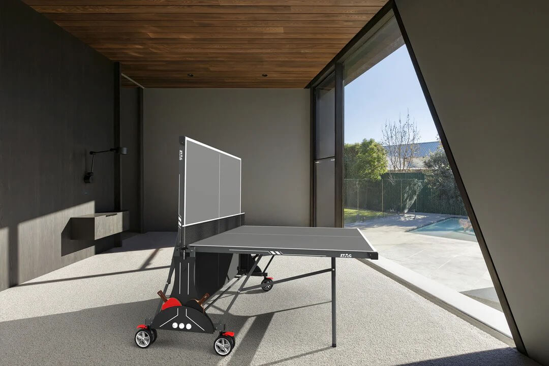 Stag STEALTH INDOOR Folding TT Table Tennis Ping Pong Table, 2-Player Bundle