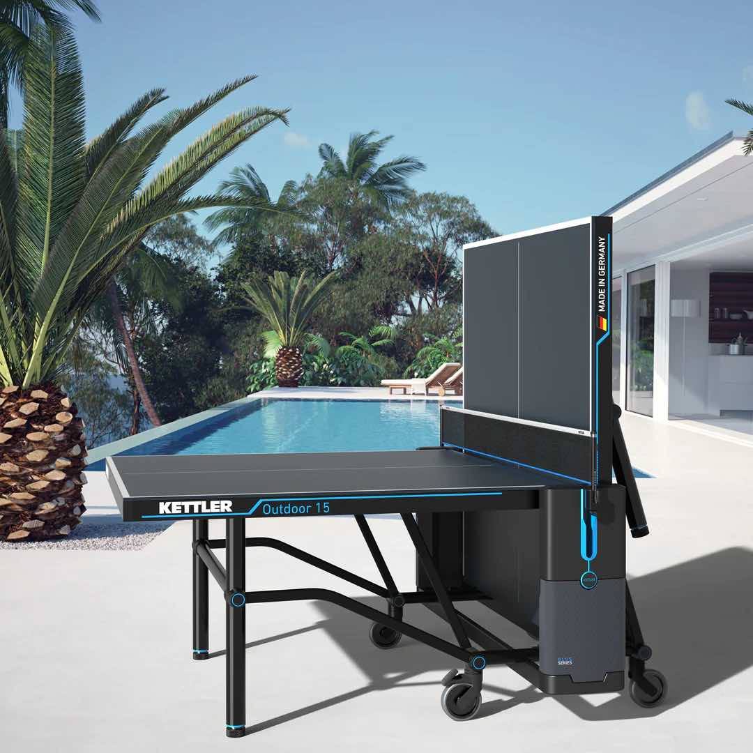 Kettler USA OUTDOOR 15 Folding Weatherproof TT Table Tennis Table, 95% Pre-Assembled