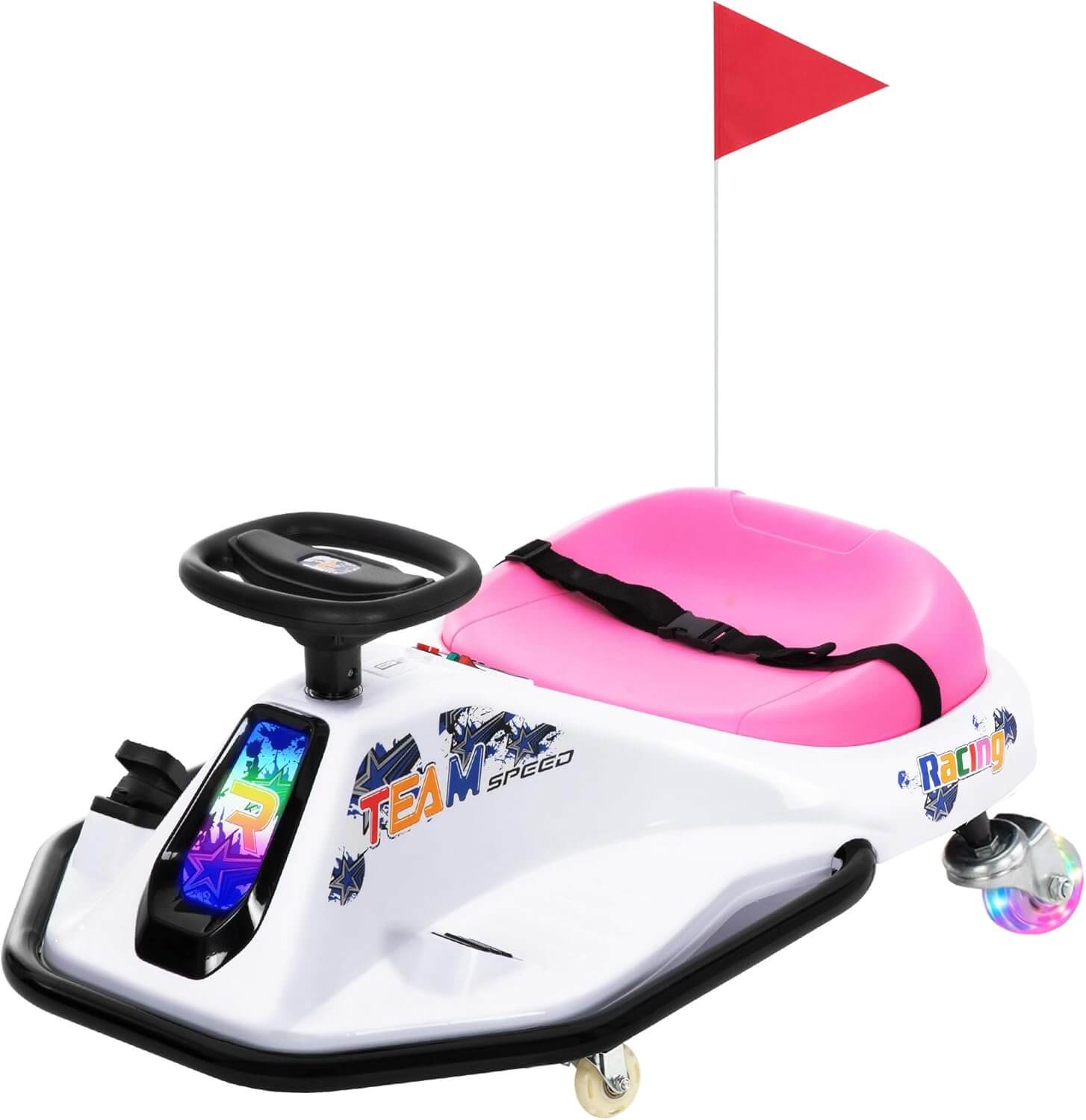 Kiddokidz Ride-On Kids' Electric Drifting Go-Kart Racer Car, Glowing Wheels