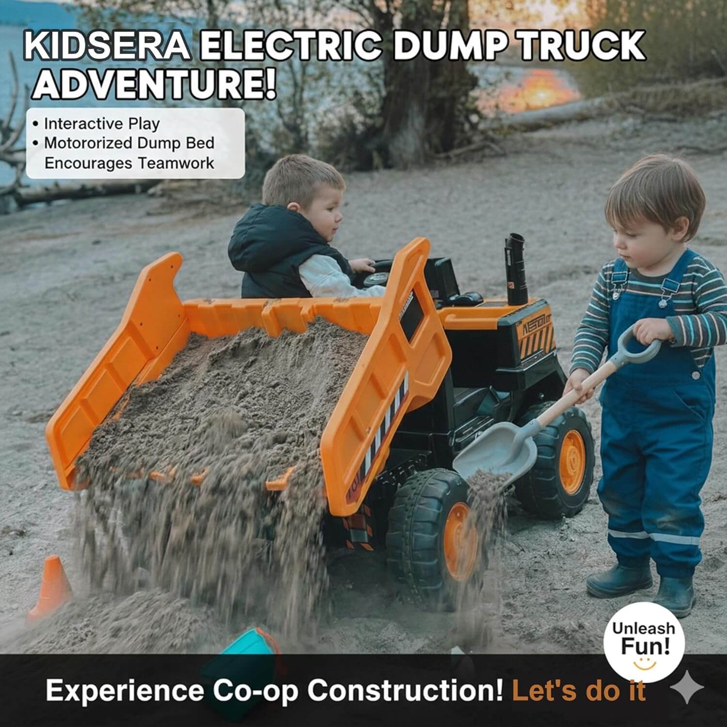 Kidsera 24V 2 Seater Kids' Dump Truck Electric Ride-On Toy