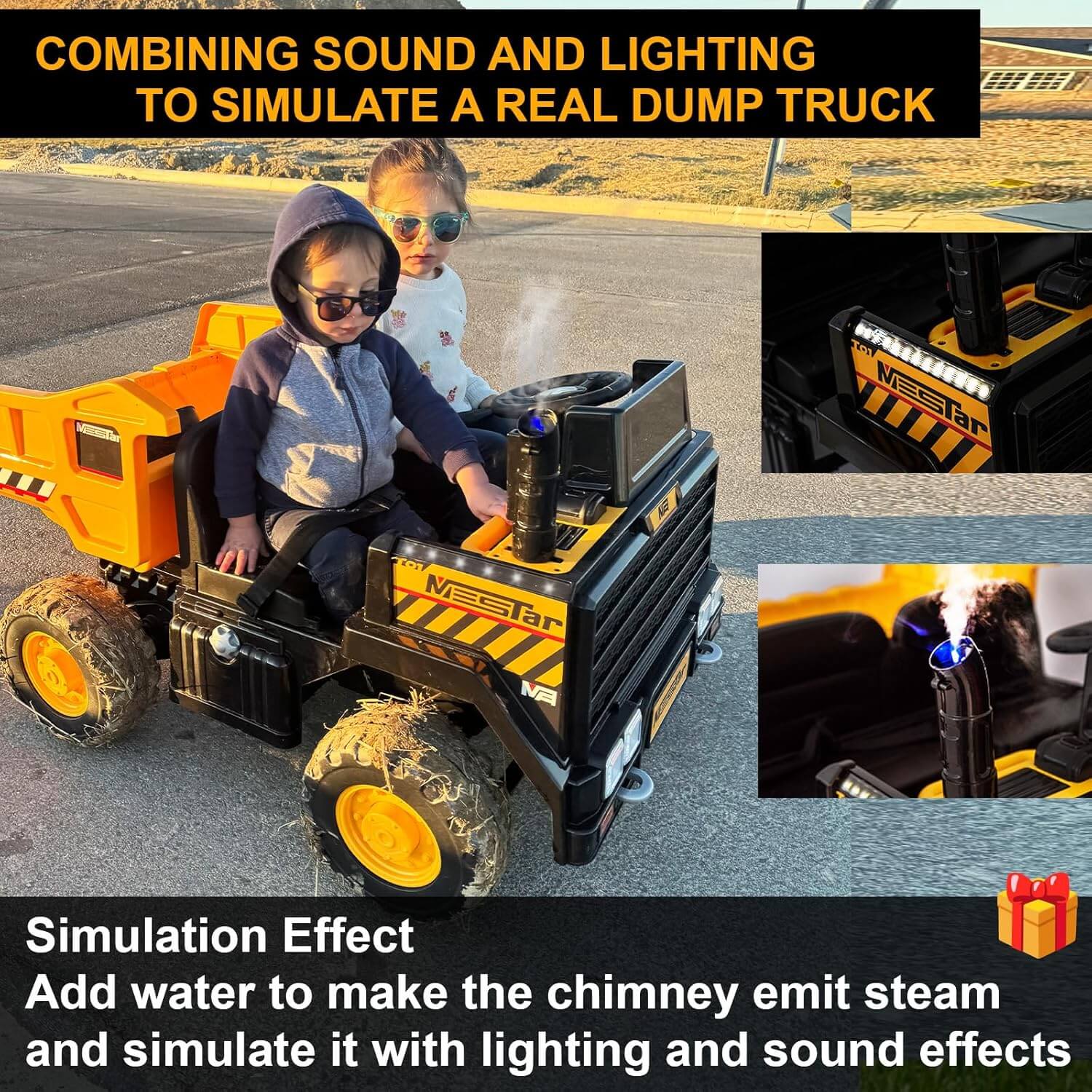 Kidsera 24V 2 Seater Kids' Dump Truck Electric Ride-On Toy