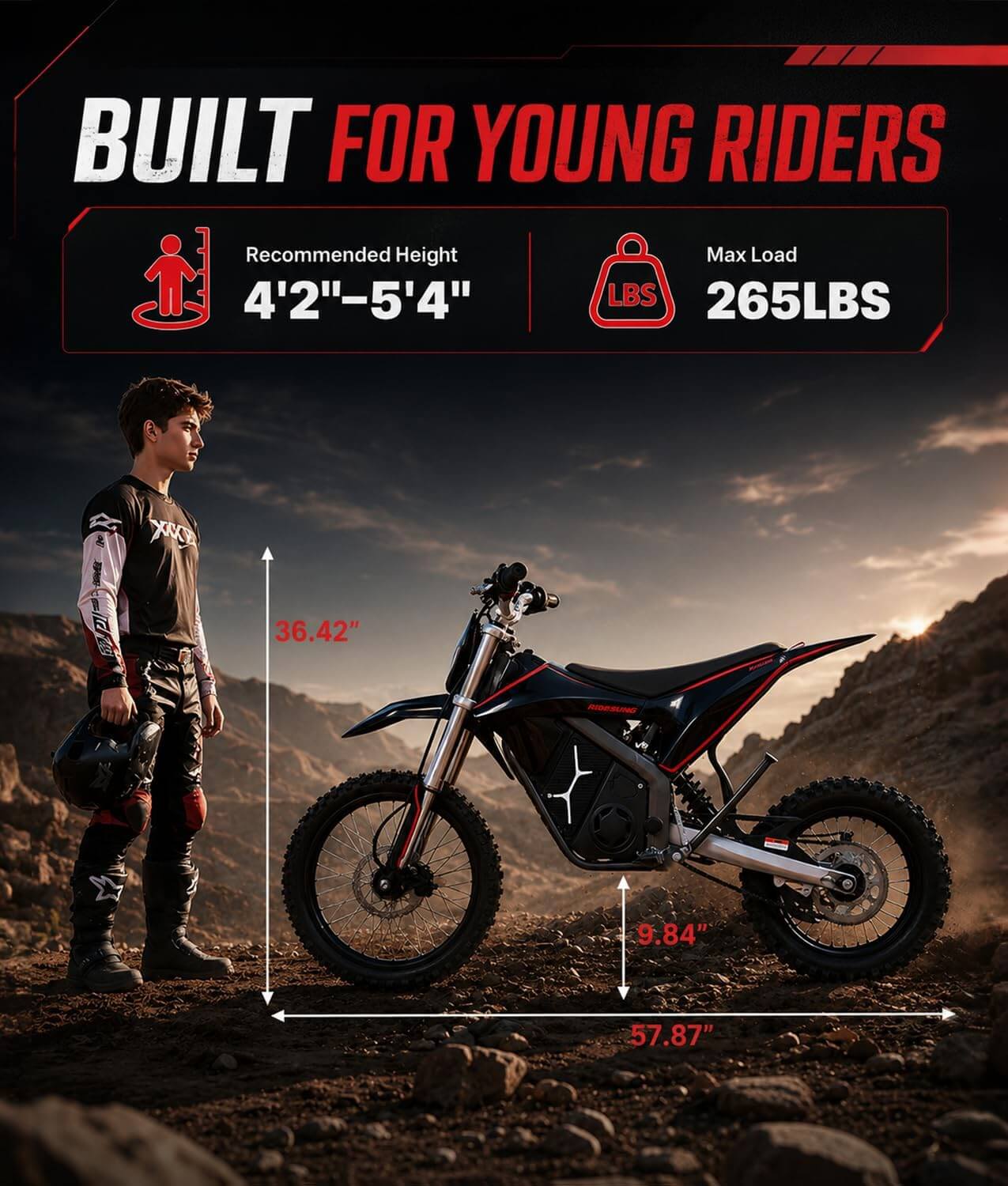 Kozruns MX-E2 2000W 48V Mid Drive Electric Dirt Bike