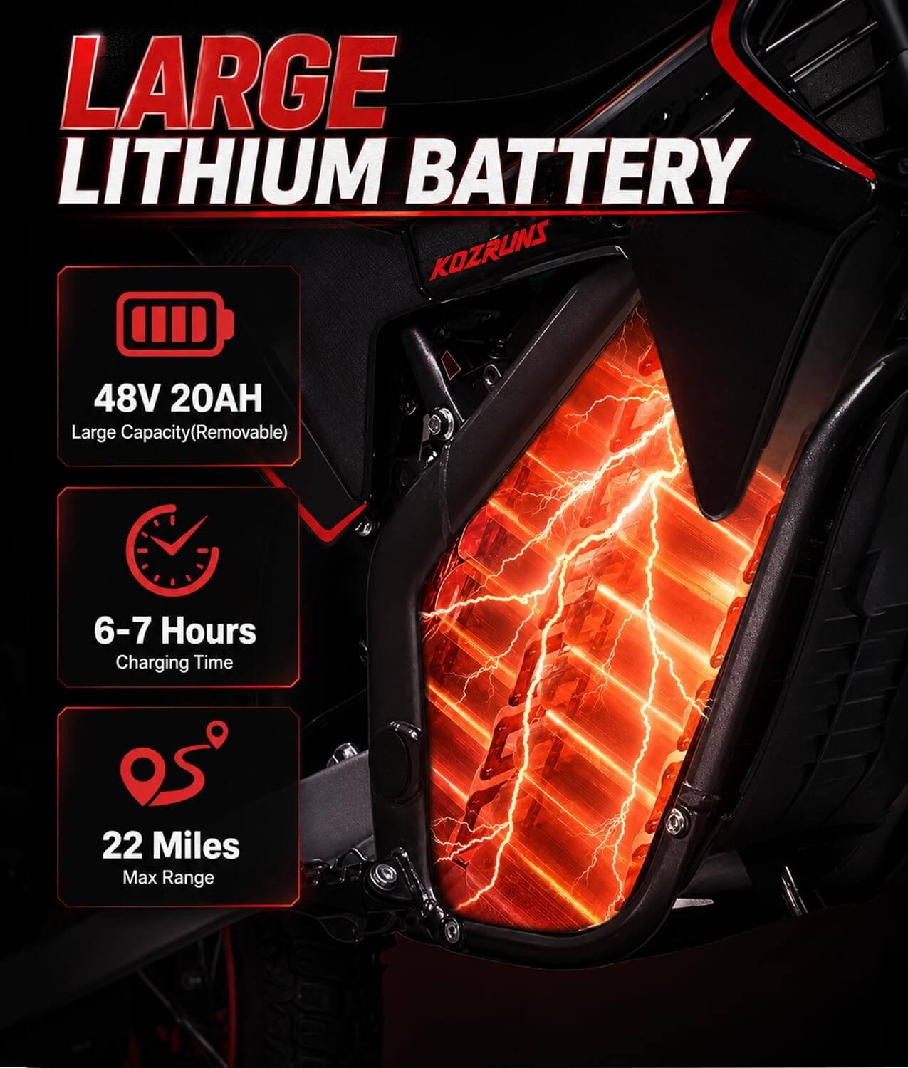 Kozruns MX-E2 2000W 48V Mid Drive Electric Dirt Bike