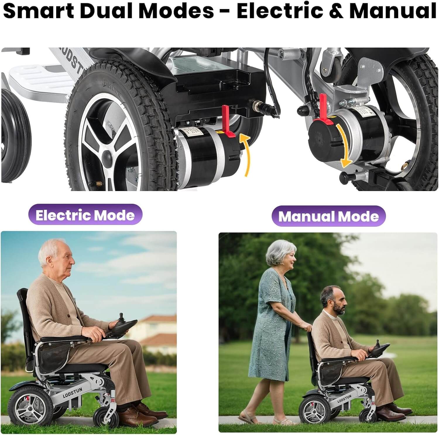 LODSTUN LD10-12 500W Folding Electric Power Wheelchair