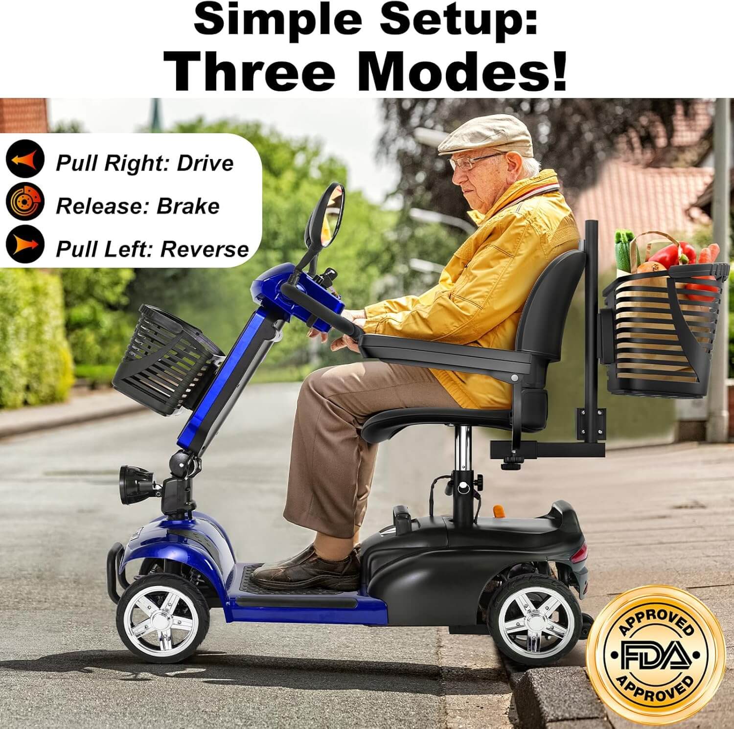 LODSTUN Lightweight Foldable Electric Mobility Scooter, Removable Battery