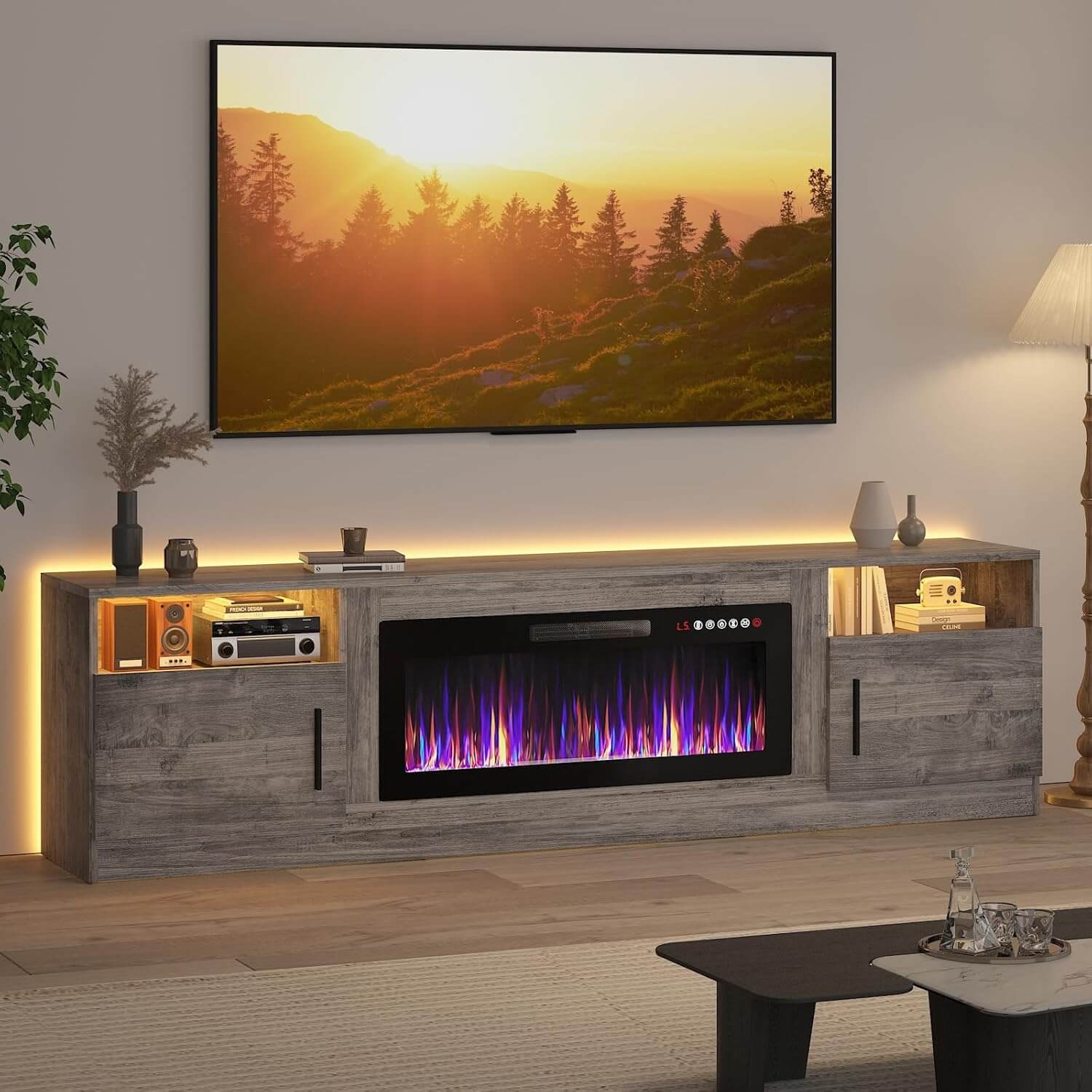 Lemberi Fireplace TV Stand Entertainment Center & Storage