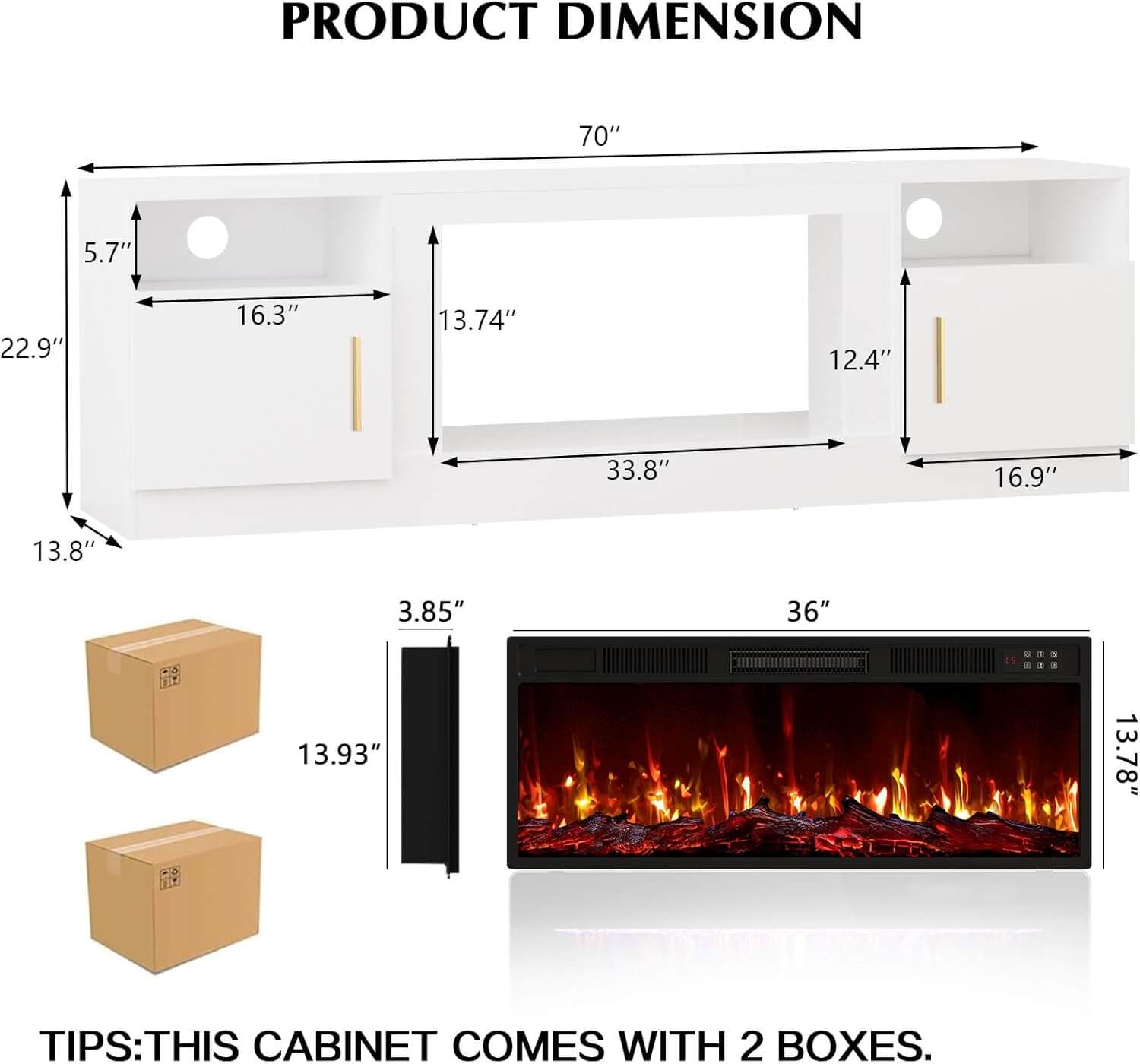 Lemberi Fireplace TV Stand Entertainment Center & Storage