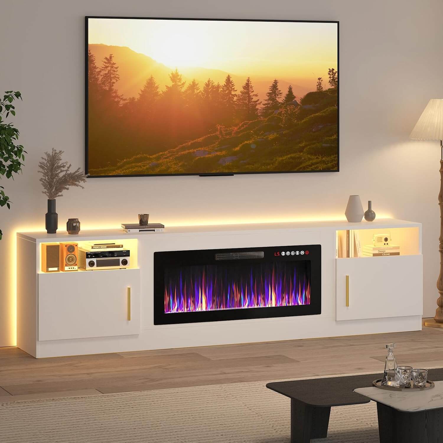 Lemberi Fireplace TV Stand Entertainment Center & Storage
