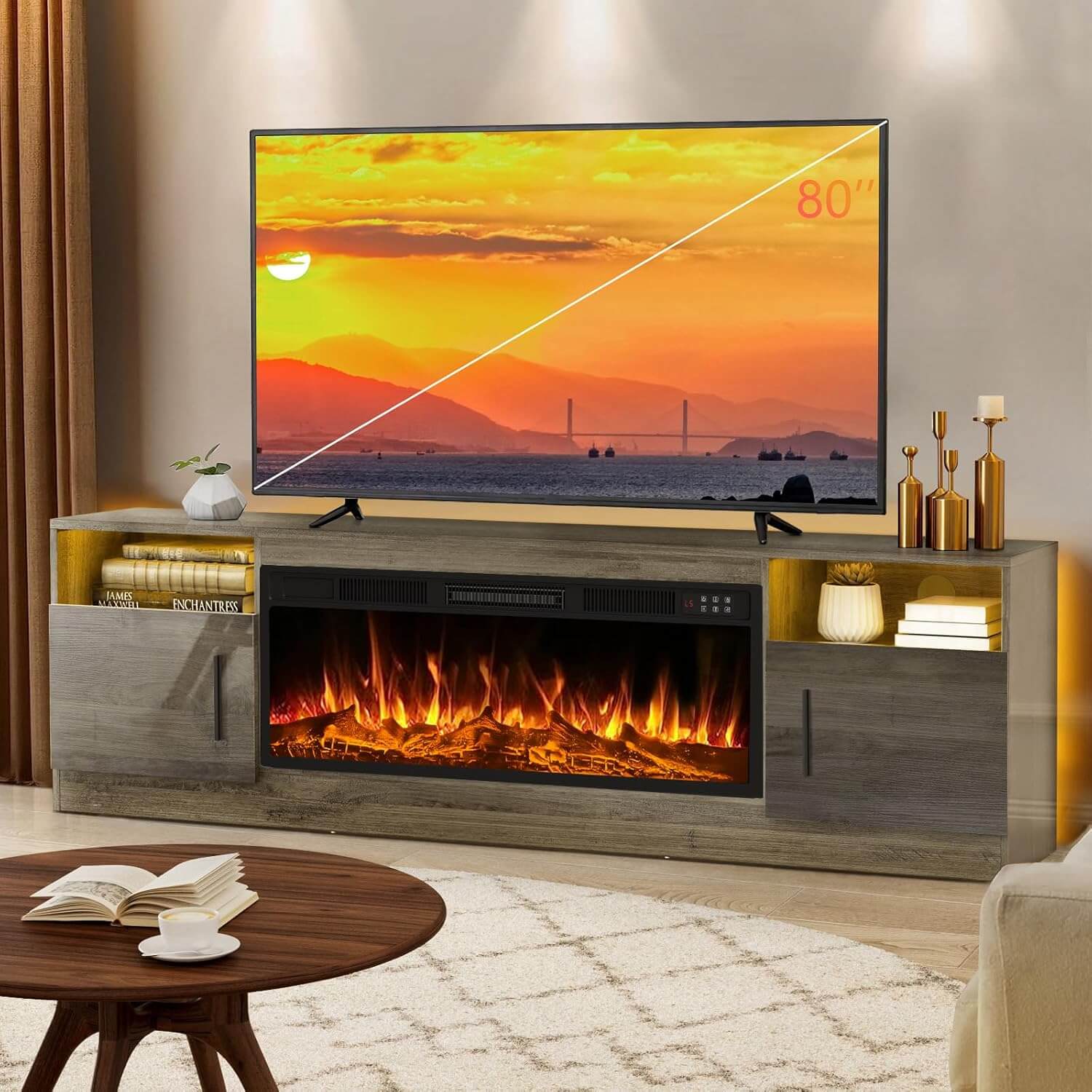 Lemberi Fireplace TV Stand Entertainment Center & Storage