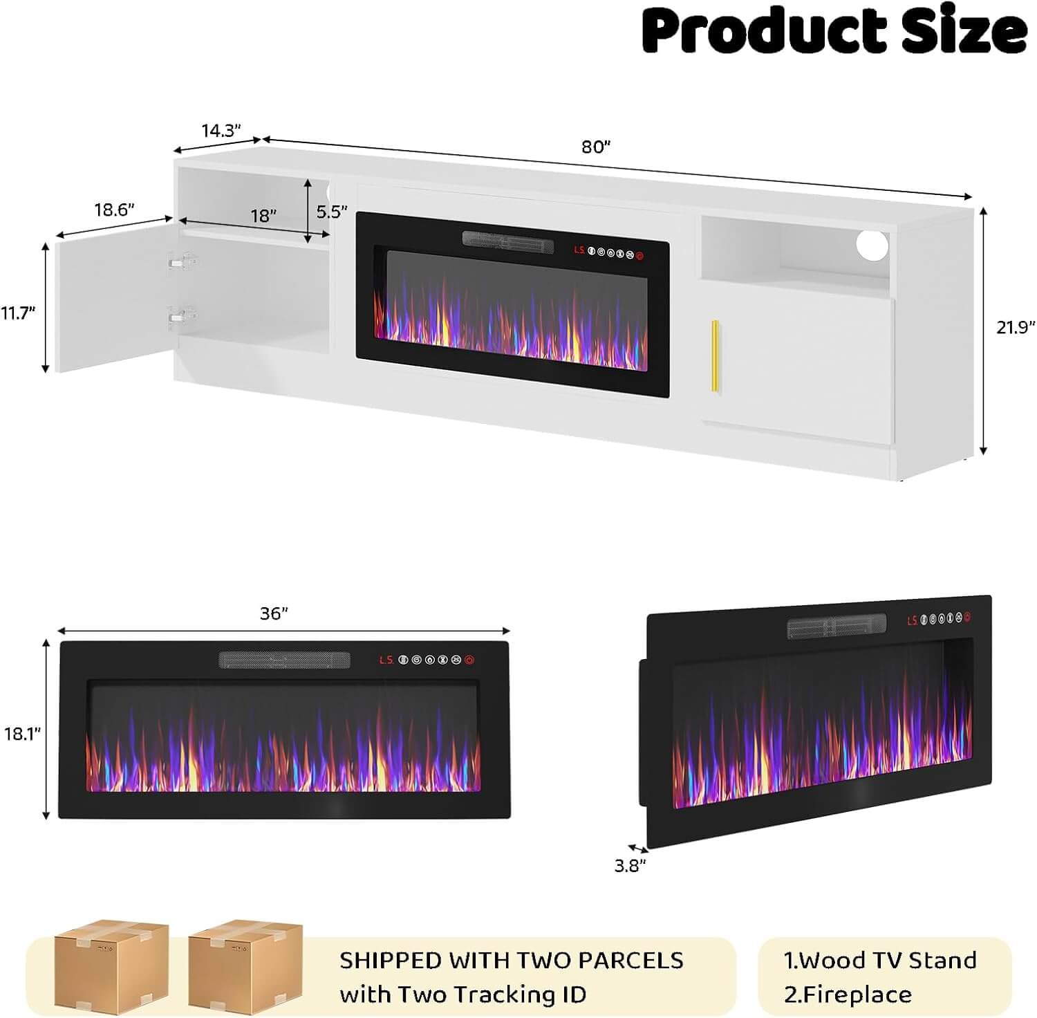 Lemberi Fireplace TV Stand Entertainment Center & Storage