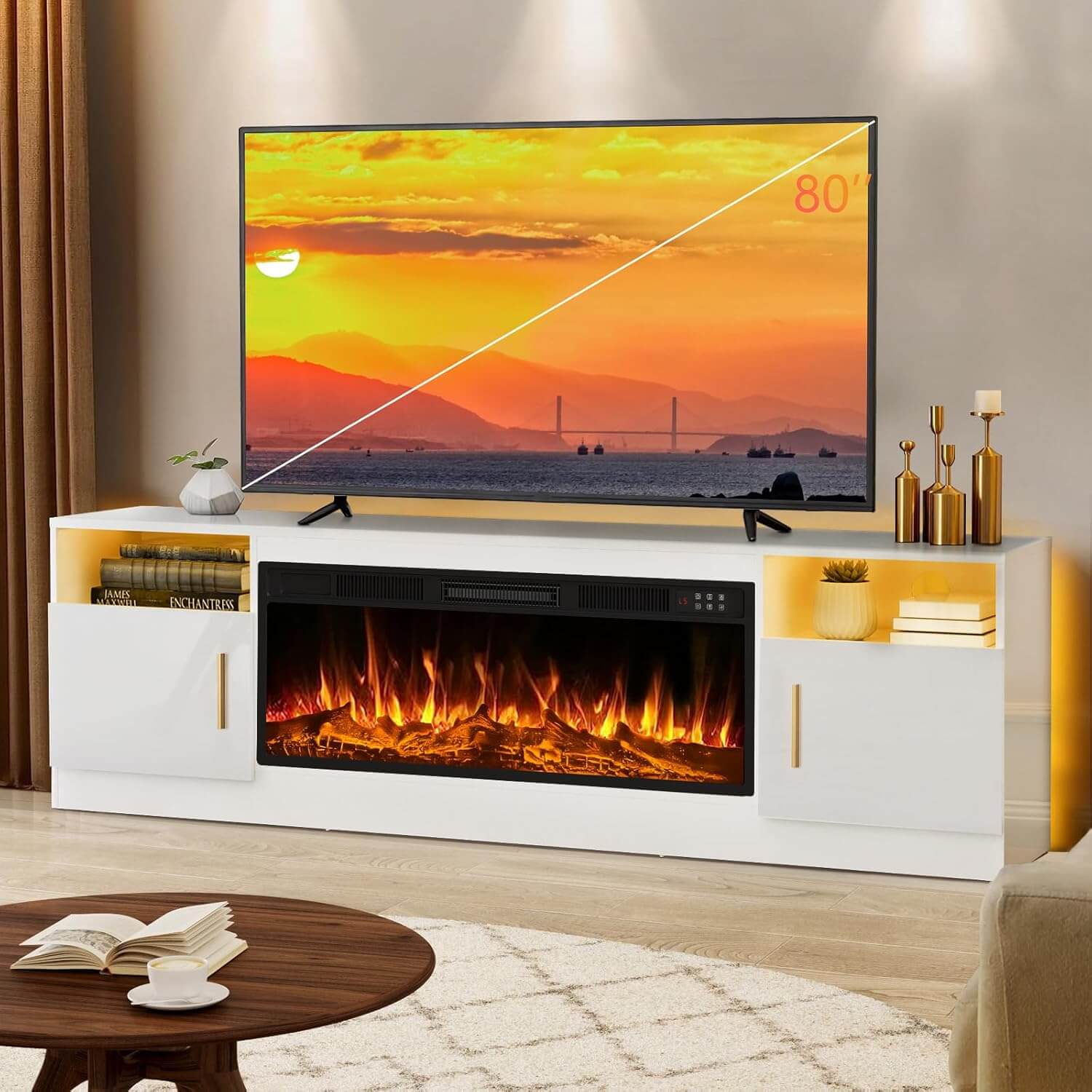 Lemberi Fireplace TV Stand Entertainment Center & Storage