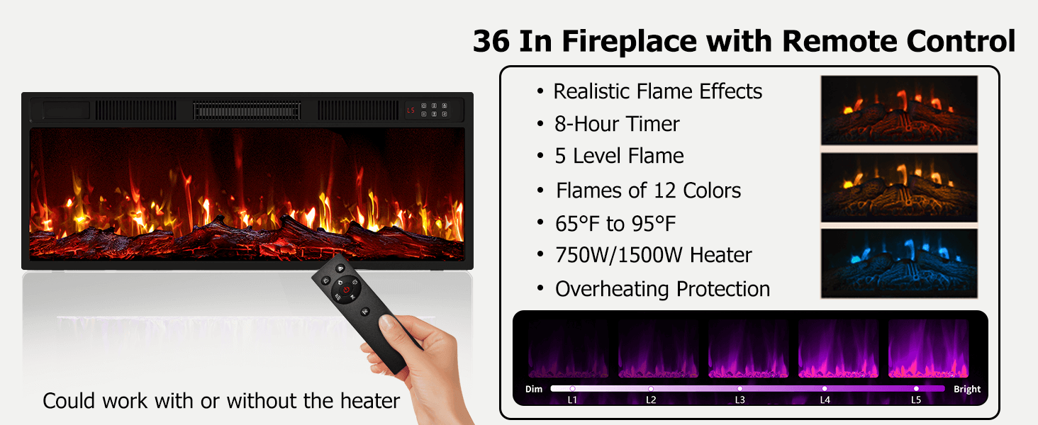 Lemberi Fireplace TV Stand Entertainment Center & Storage