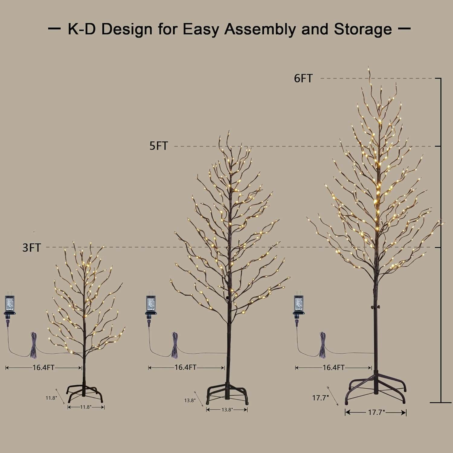 Lightshare Set of 3 Christmas Tree & Lights
