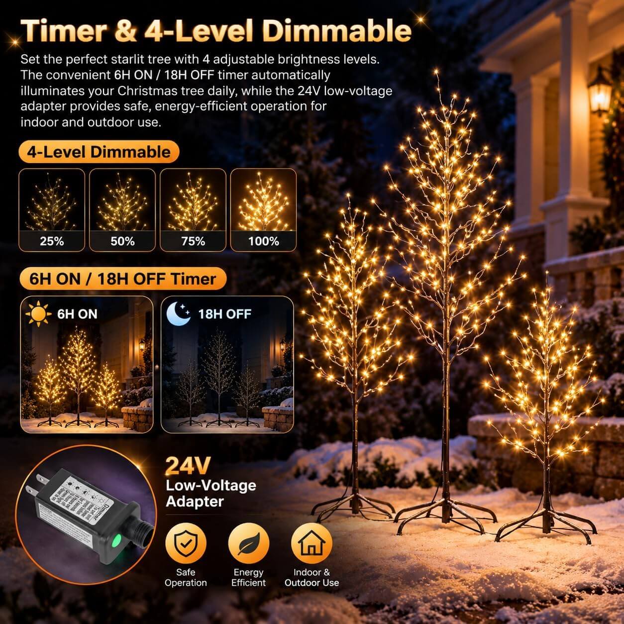 Lightshare Set of 3 Christmas Tree & Lights