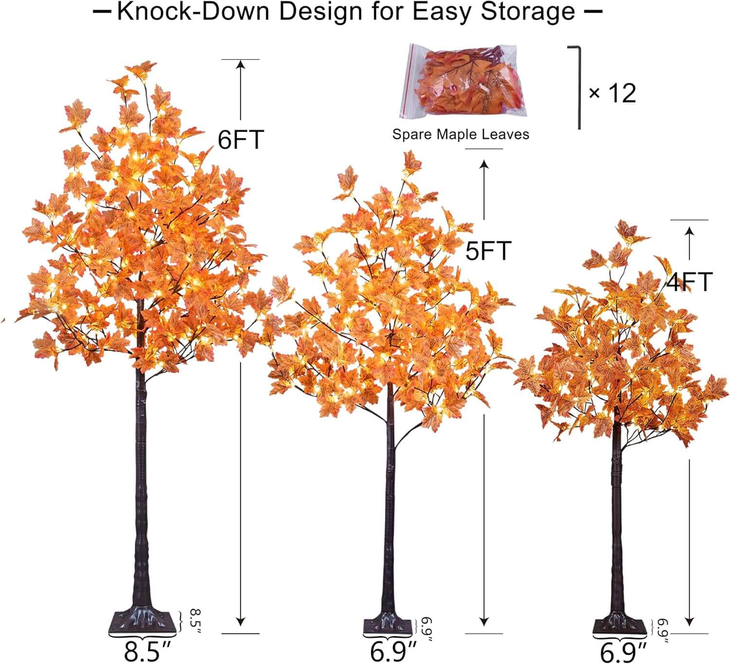 Lightshare Set of 3 Orange Maple Tree & Lights