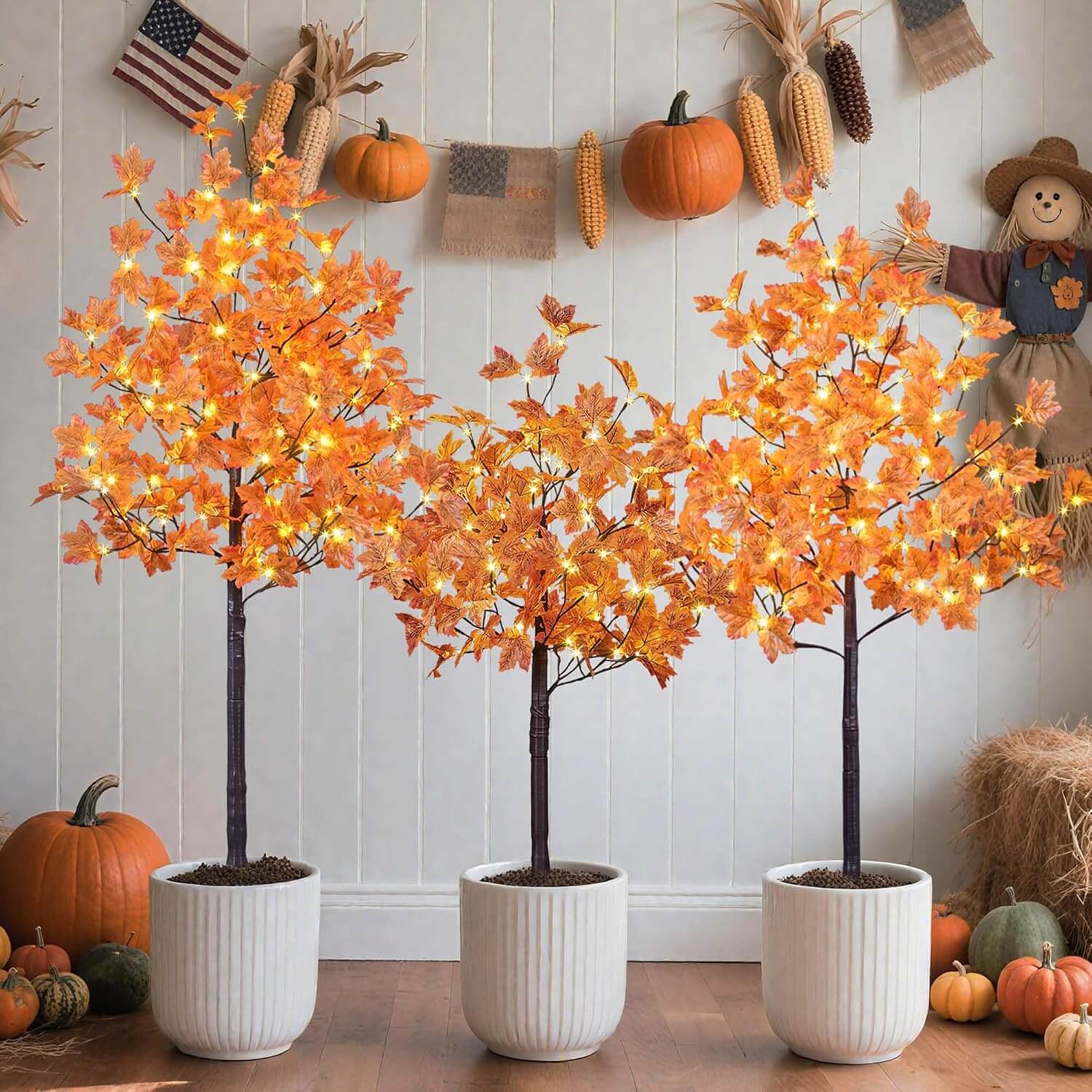 Lightshare Set of 3 Orange Maple Tree & Lights